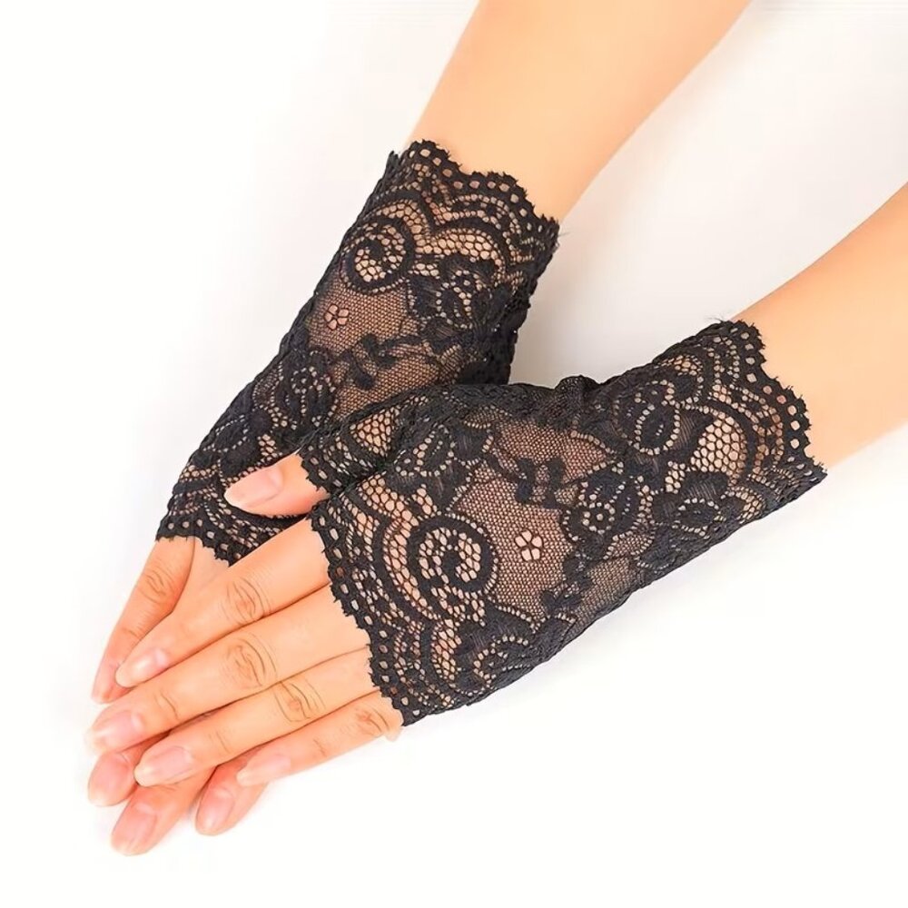 Elegant Lace Half Finger Gloves Fingerless Z190